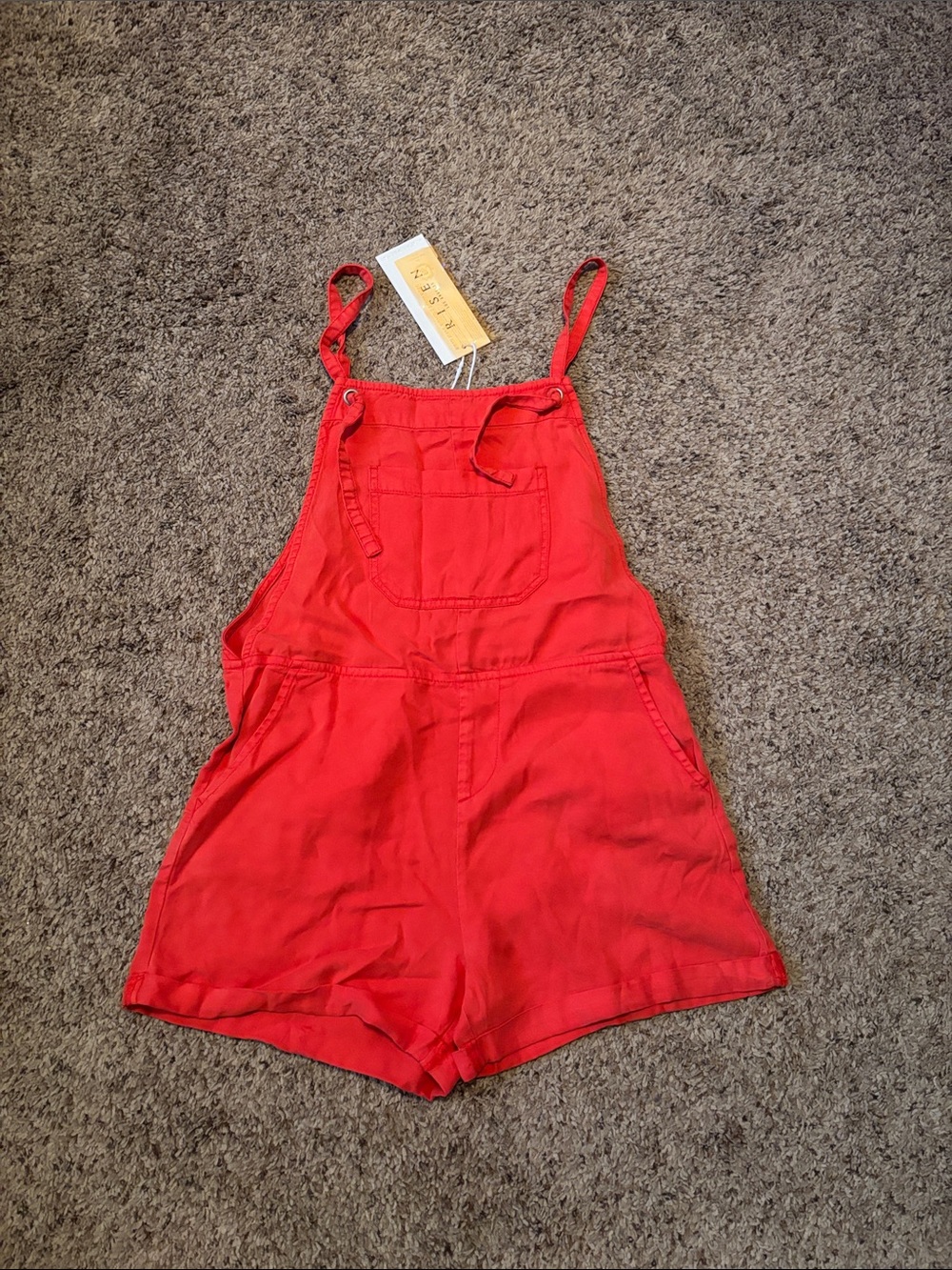 NWT Risen Jeans Red Cotton Short Overalls S